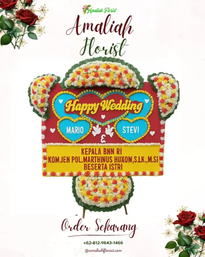 Karangan Papan Bunga Pernikahan di Cendana